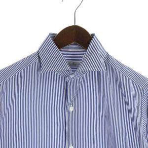 Loro Piana NEW ALAIN ホリゾンタルシャツ カッタウェイシャツ ストライプ 長袖 XS ネイビー 白