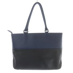 LANVIN en Bleu フェリチタ トートバッグ ハンドバッグ バイカラー ロゴ レザー ブルー ブラック