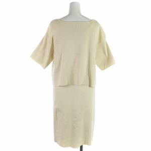 ANTEPRIMA セットアップ 上下 ニット カットソー 半袖 レース 切替 フレアワンピース ひざ丈 ノースリーブ アイボリー