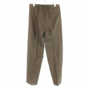dunhill テーパードパンツ ロング ウール 千鳥格子 ロゴテープ ブラウン