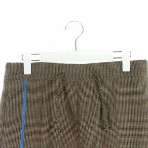 dunhill テーパードパンツ ロング ウール 千鳥格子 ロゴテープ ブラウン