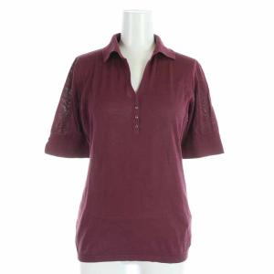 ニットポロシャツ コットン 半袖 38 M ボルドー