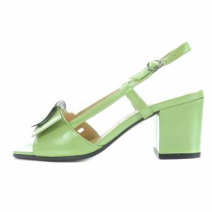 GIVENCHY ストラップサンダル スクエアトゥ チャンキーヒール ヴィンテージ ベルト装飾 35.5 22.5cm 黄緑