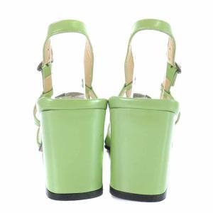 GIVENCHY ストラップサンダル スクエアトゥ チャンキーヒール ヴィンテージ ベルト装飾 35.5 22.5cm 黄緑