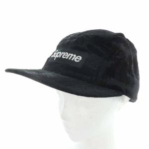 Supreme ボックスロゴ キャップ ベロア 黒