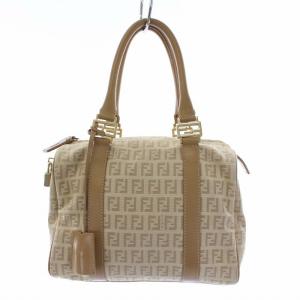 ズッカ柄 ミニボストンバッグ ナイロン レザー ベージュ