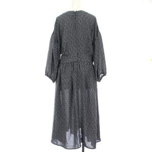 Ron Herman ワンピース 花柄 パフスリーブ ロング フレア マキシ XS ブラック