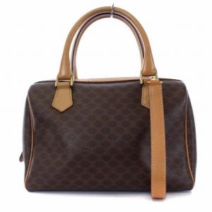 CELINE マカダム柄 ミニ ボストンバッグ 2way 茶