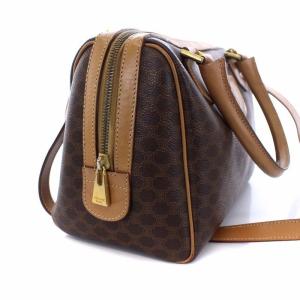CELINE マカダム柄 ミニ ボストンバッグ 2way 茶