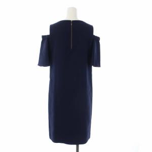 ANAYI 20SS オープンショルダー 半袖 ワンピース ひざ丈 38 M 紺 ネイビー