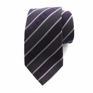 モノグラム ネクタイ レジメンタルストライプ シルク100％ パープル グレー