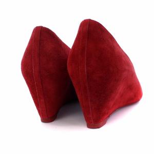 Christian Louboutin パンプス ウェッジソール ポインテッドトゥ スエード 35 レッド