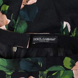 DOLCE&GABBANA 花柄タイトひざ丈スカート M 黒