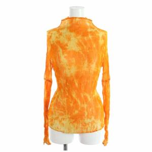 FETE カットソー ハイネック プリーツ タイダイ染 長袖 2 オレンジ