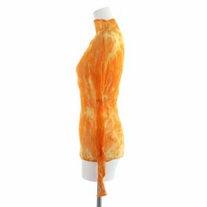 ISSEY MIYAKE FETE カットソー ハイネック プリーツ タイダイ染 長袖 2 オレンジ