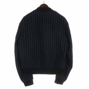 Martin Margiela 14 16SS メタリックサテンボンバージャケット ストライプ 50 紺