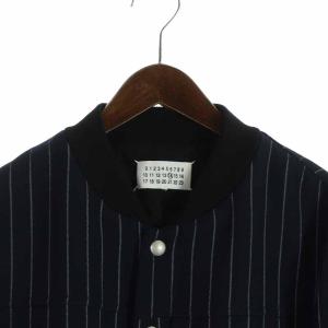 Martin Margiela 14 16SS メタリックサテンボンバージャケット ストライプ 50 紺