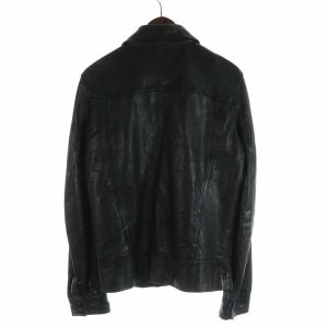 DOLCE&GABBANA レザージャケット 羊革 ジップアップ ロゴプレート 48 ブラック