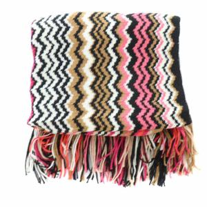 MISSONI マフラー ストール フリンジ ウール 総柄 マルチカラー