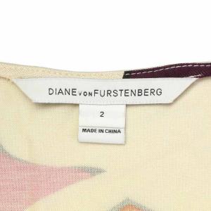 DIANE von FURSTENBERG DVF KADEN ワンピース ミニ Vネック 総柄 長袖 絹 シルク 2 S マルチカラー D919501A15