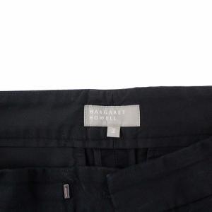 MARGARET HOWELL 19SS リネンコットンプレスワイドパンツ ハイウエスト 3 L 黒 ブラック