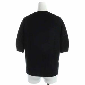 MARGARET HOWELL ニット セーター コットン リネン混 五分袖 2 M 黒 ブラック