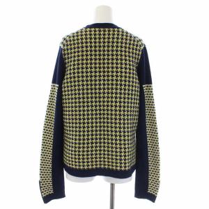 CHANEL 13SS ニットカーディガン ココボタン ツイード切替 カシミヤ 38 黄 紺
