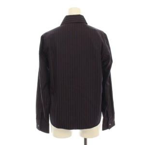 Aquascutum タグ付き ブラウス シャツ ストライプ ボウタイ 長袖 9 M 紺 ネイビー 茶 ブラウン