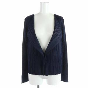 イッセイミヤケ カーディガン プリーツ 長袖 4 XL ネイビー