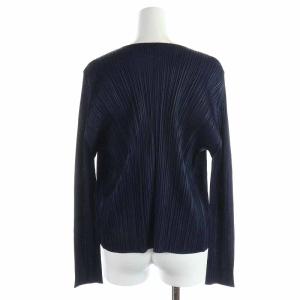 PLEATS PLEASE ISSEY MIYAKE イッセイミヤケ カーディガン プリーツ 長袖 4 XL ネイビー