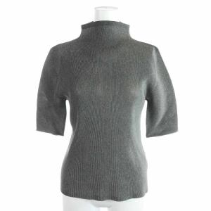 イッセイミヤケ カットソー ハイネック プリーツ 五分袖 3 グレー