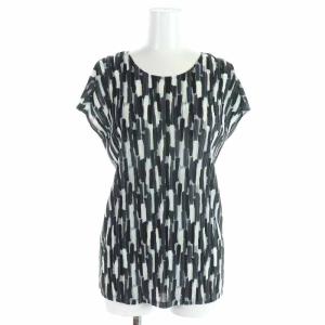 カットソー 総柄 フレンチスリーブ 3 ブラック グレー