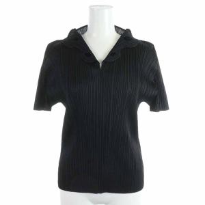 イッセイミヤケ カットソー プリーツ 半袖 3 L 黒 ブラック