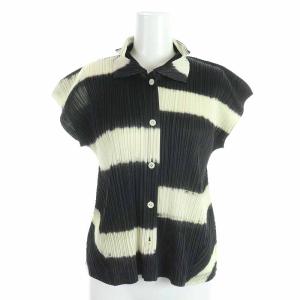 プリーツシャツ ボーダー 3 黒 白