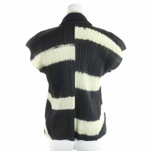 PLEATS PLEASE ISSEY MIYAKE プリーツシャツ ボーダー 3 黒 白