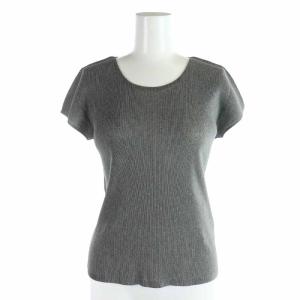 イッセイミヤケ カットソー Uネック プリーツ フレンチスリーブ 3 グレー