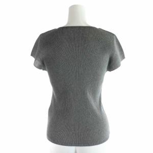 PLEATS PLEASE ISSEY MIYAKE イッセイミヤケ カットソー Uネック プリーツ フレンチスリーブ 3 グレー