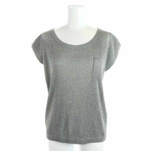 イッセイミヤケ カットソー Uネック プリーツ 切替 フレンチスリーブ 3 L グレー