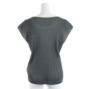 PLEATS PLEASE ISSEY MIYAKE イッセイミヤケ カットソー Uネック プリーツ 切替 フレンチスリーブ 3 L グレー