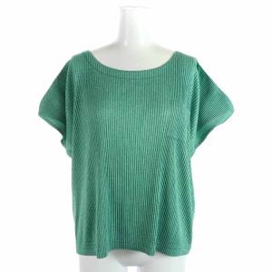 イッセイミヤケ カットソー プルオーバー プリーツ ポケット フレンチスリーブ 3 L グリーン