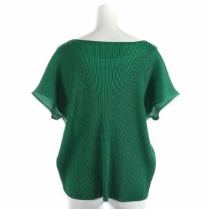 PLEATS PLEASE ISSEY MIYAKE イッセイミヤケ カットソー プルオーバー プリーツ ポケット フレンチスリーブ 3 L グリーン