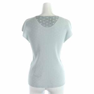 PLEATS PLEASE ISSEY MIYAKE カットソー Uネック プリーツ 水玉 フレンチスリーブ 3 ブラック 水色