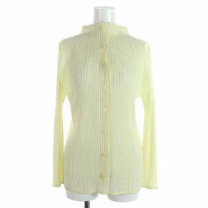 イッセイミヤケ カーディガン ハイネック プリーツ チェック 長袖 3 アイボリー