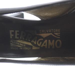 Salvatore Ferragamo パンプス アンクルストラップ ポインテッドトゥ ヒール レザー 5 22.5cm 黒 ブラック