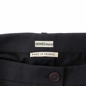 HERMES マルジェラ期 フロントスリット ロングスカート ウール フランス製 38 チャコールグレー
