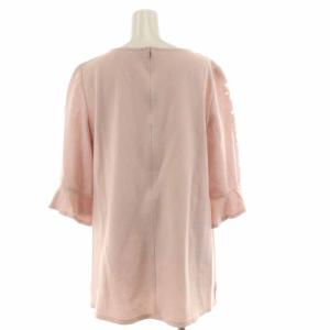 M'S GRACY カットソー 七分袖 袖フリル フラワー刺繍 40 ピンク