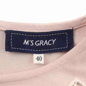 M'S GRACY カットソー 七分袖 袖フリル フラワー刺繍 40 ピンク