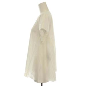 ANAYI 21SS タグ付き カットソー プリーツ 切替 半袖 クルーネック 38 M 白 ホワイト