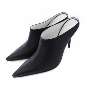 フィービー期 ミュール サンダル ポインテッドトゥ ハイヒール ピンヒール レザー 36 23.0cm 黒 ブラック