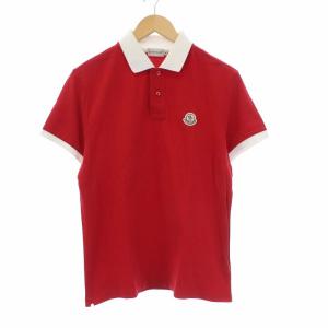 MONCLER MAGLIA POLO MANICA COORTA 半袖 ポロシャツ ワッペン M レッド ホワイト